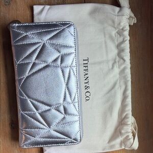 Tiffany & Co. Metallic Silver Geometric Wallet